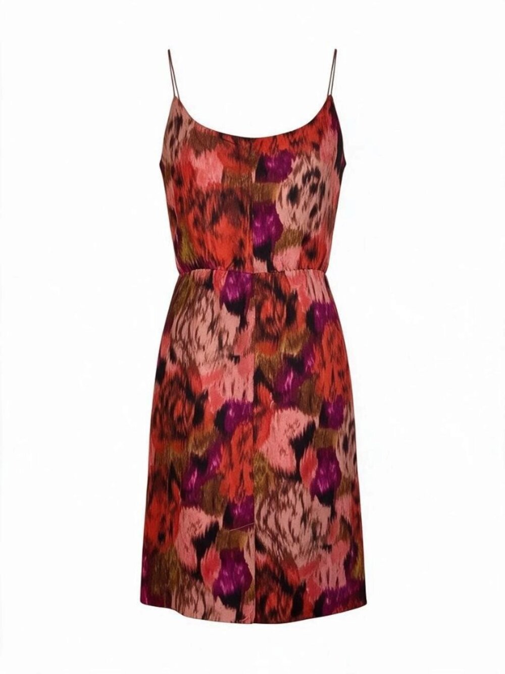 J. Crew Silk Watercolor Floral Slip Dress Retro Pink Red Size 8